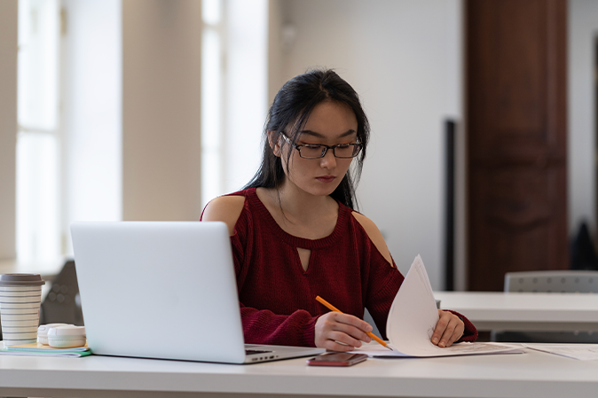 Young woman studying